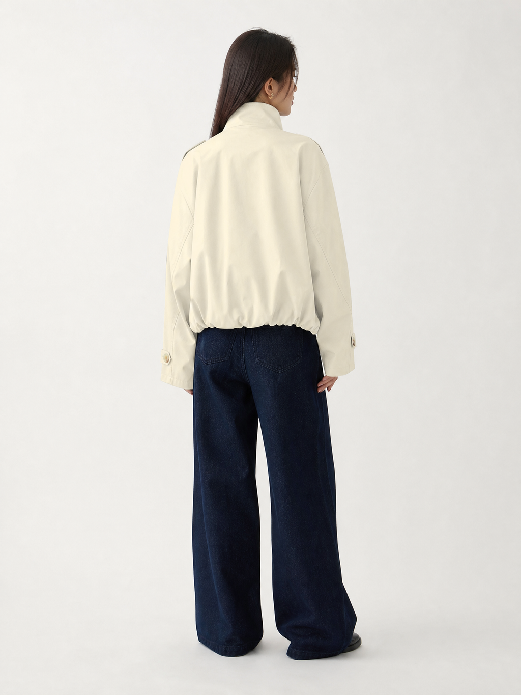 LIVORA Women's Vintage Cropped Jacket | Turtleneck Design with Pockets