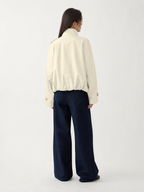 LIVORA Women's Vintage Cropped Jacket | Turtleneck Design with Pockets