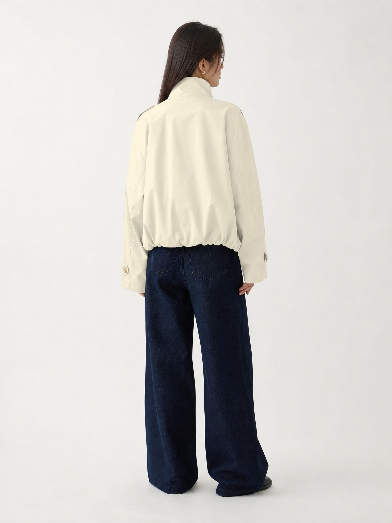 LIVORA Women's Vintage Cropped Jacket | Turtleneck Design with Pockets