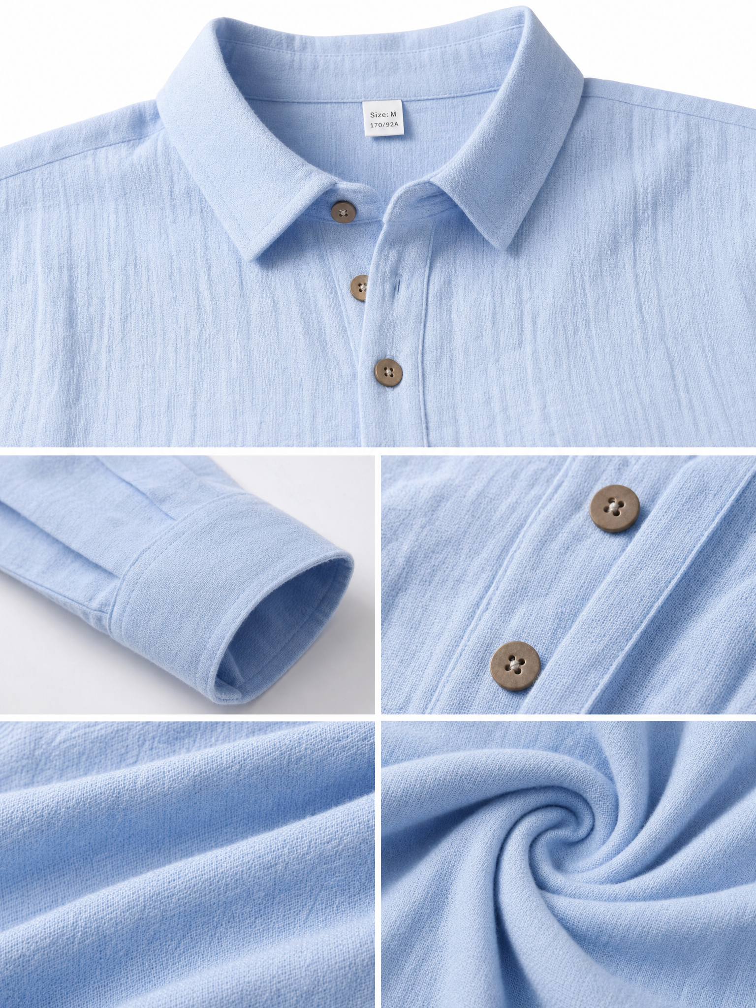 LIVORA Men's Linen Long Sleeve Polo Shirt | Lightweight Half-Button Design