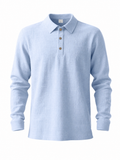 LIVORA Men's Linen Long Sleeve Polo Shirt | Lightweight Half-Button Design