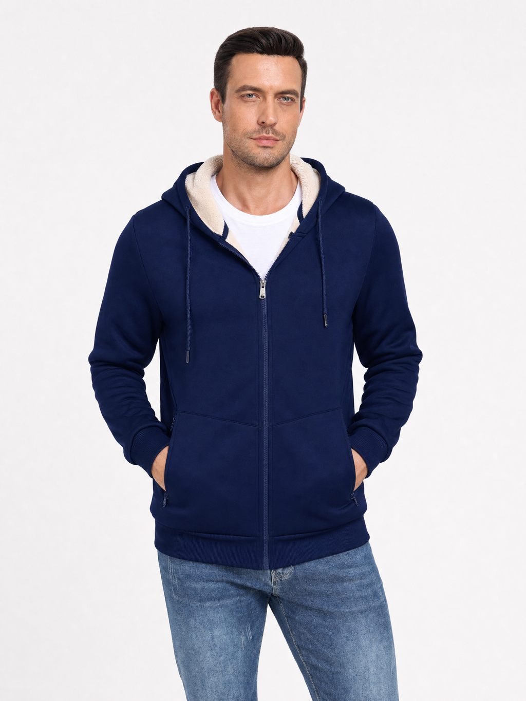 LIVORA Men's Fleece Hoodie Jacket | Full-Zip Warm Lined Jacket