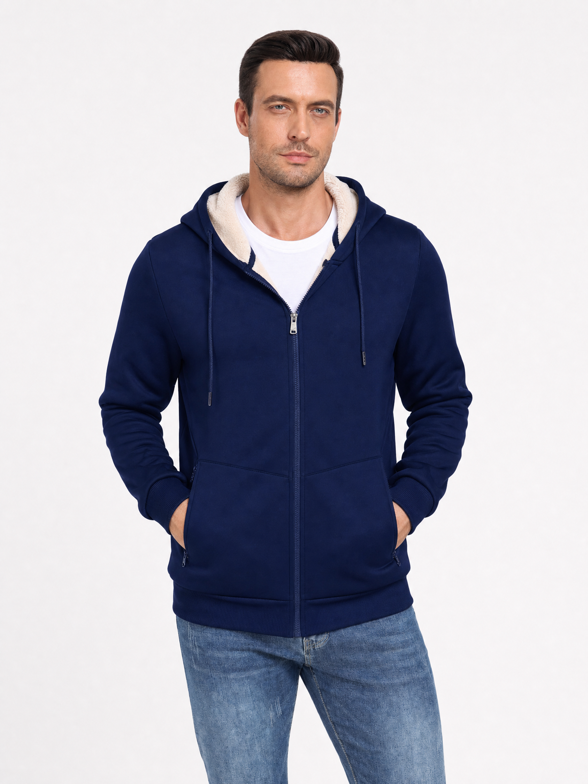 LIVORA Men's Fleece Hoodie Jacket | Full-Zip Warm Lined Jacket