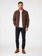LIVORA Men's Suede Bomber Jacket | Lightweight Casual Jacket