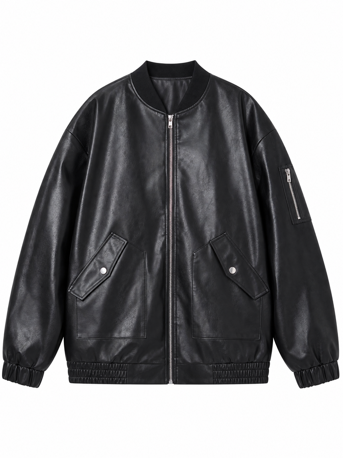 LIVORA Women's Faux Leather Oversized Bomber Jacket | Motorcycle Style