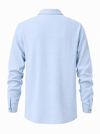 LIVORA Men's Linen Long Sleeve Polo Shirt | Lightweight Half-Button Design