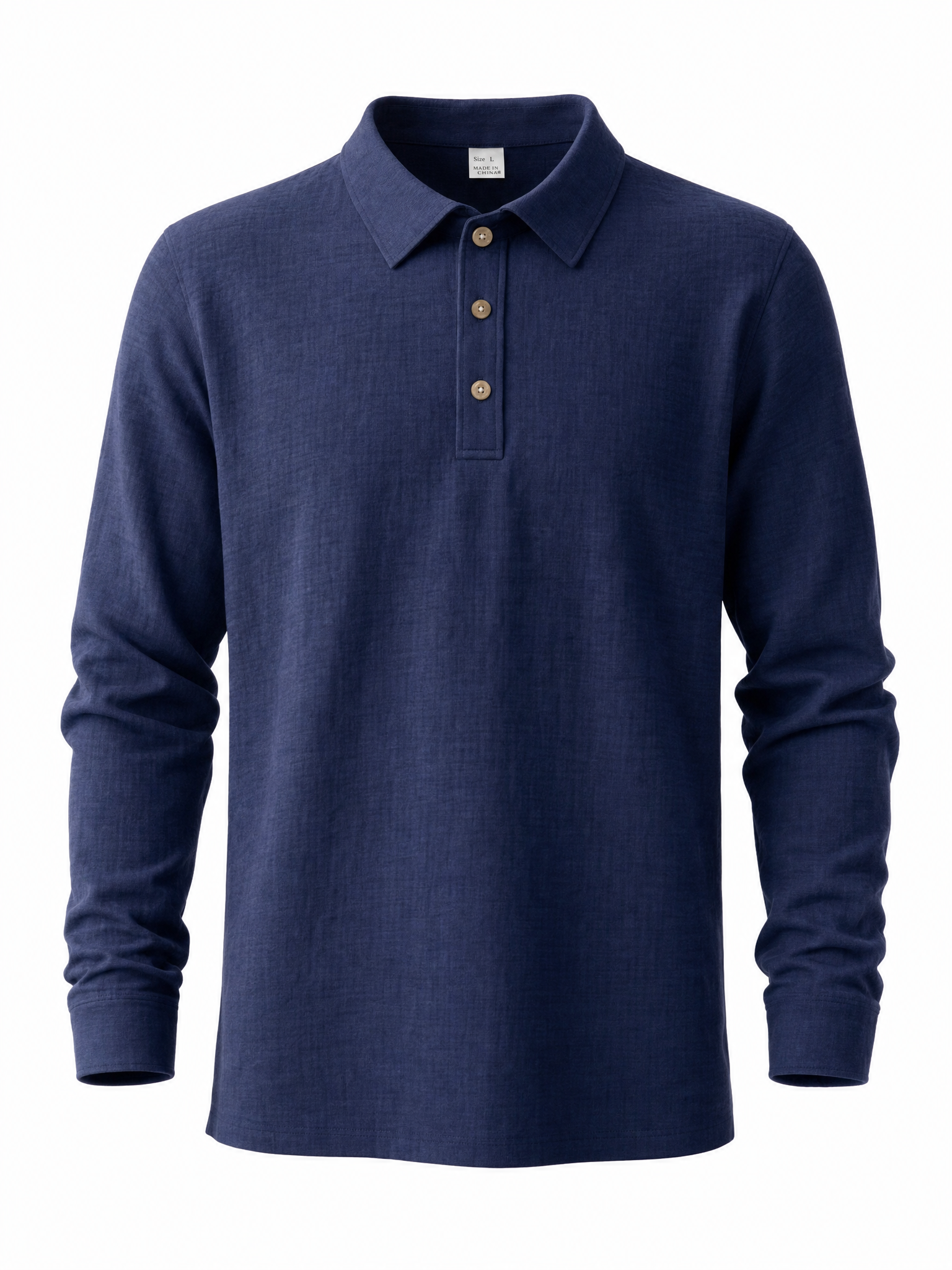 LIVORA Men's Linen Long Sleeve Polo Shirt | Lightweight Half-Button Design