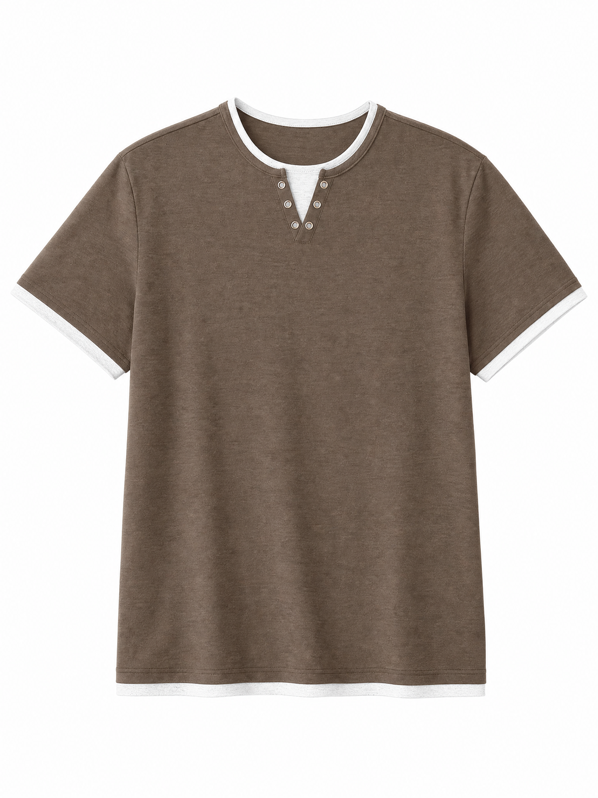LIVORA Men's Color Block Henley Shirt | Short Sleeve Regular Fit