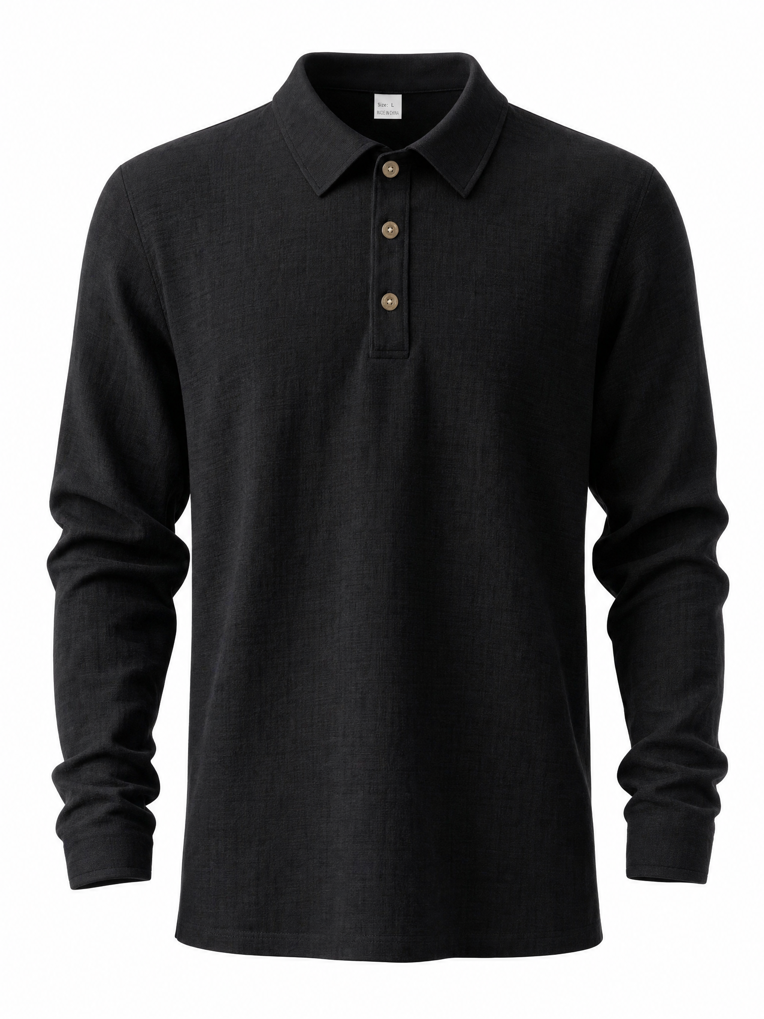 LIVORA Men's Linen Long Sleeve Polo Shirt | Lightweight Half-Button Design