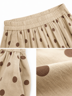 Women's Cotton Linen Polka Dot Wide Leg Pants