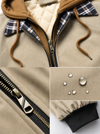LIVORA Men's Plaid Fleece Jacket | Zip-Up Hooded Jacket with Pockets