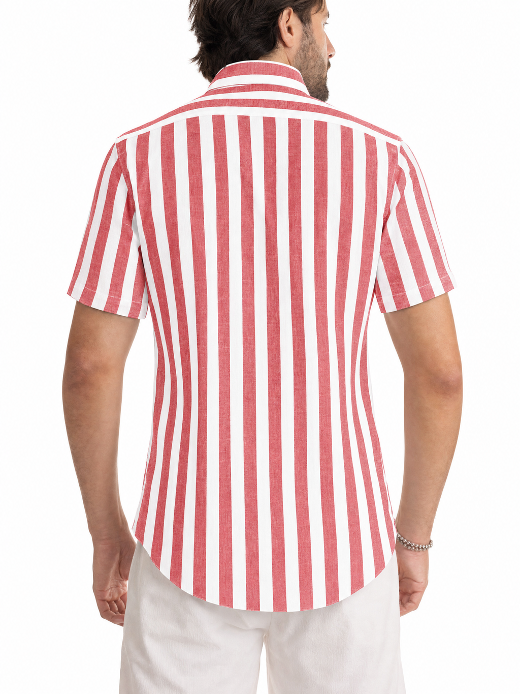 LIVORA Men's Striped Cotton Short Sleeve Shirt | Button-Up Casual Style