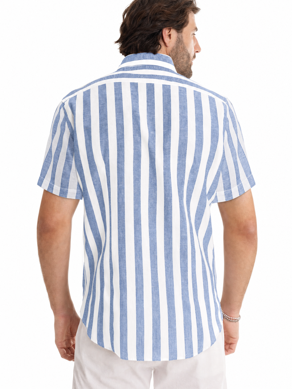 LIVORA Men's Striped Cotton Short Sleeve Shirt | Button-Up Casual Style