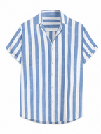 LIVORA Men's Striped Cotton Short Sleeve Shirt | Button-Up Casual Style