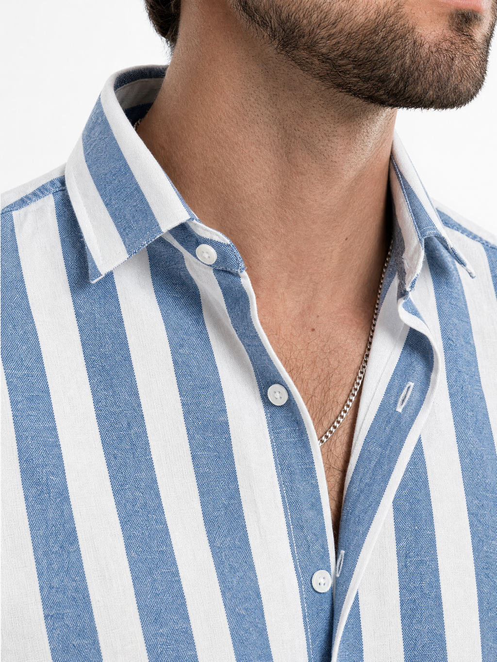 LIVORA Men's Striped Cotton Short Sleeve Shirt | Button-Up Casual Style