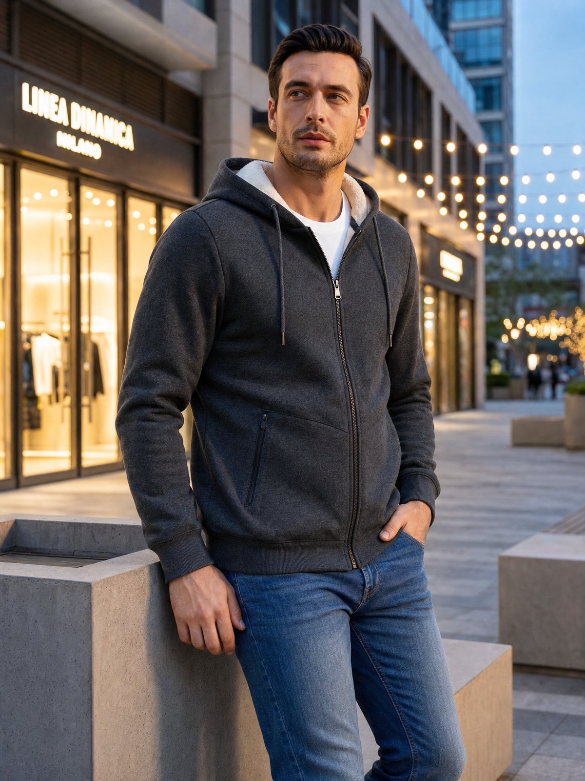 LIVORA Men's Fleece Hoodie Jacket | Full-Zip Warm Lined Jacket