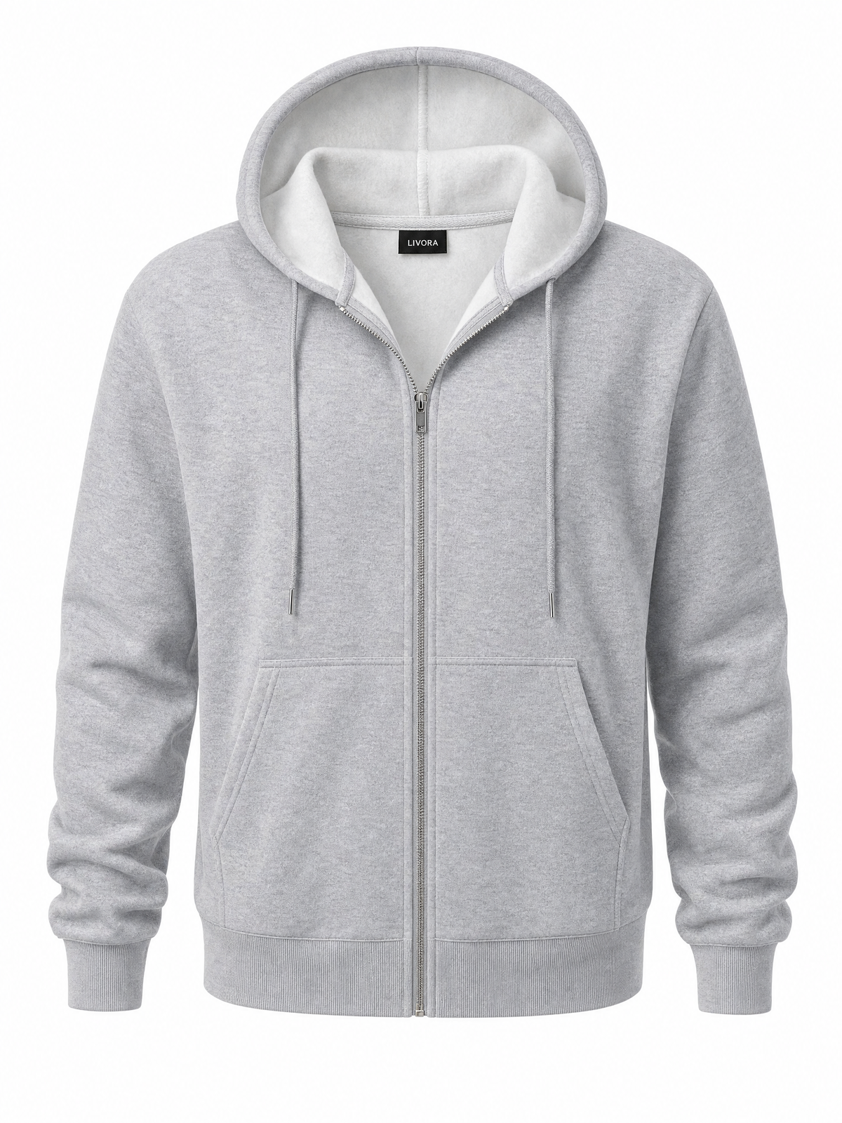 LIVORA Men's Cotton Fleece Hoodie | Warm Solid Color Sweatshirt
