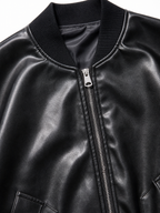 LIVORA Women's Faux Leather Oversized Bomber Jacket | Motorcycle Style