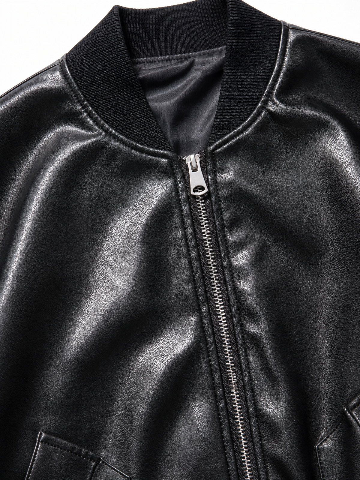 LIVORA Women's Faux Leather Oversized Bomber Jacket | Motorcycle Style