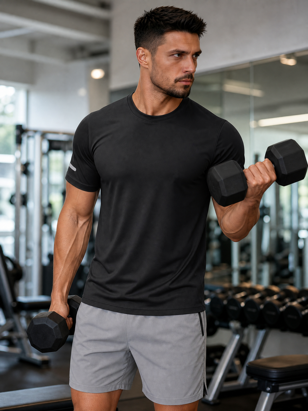 LIVORA Men's UPF 50+ Quick-Dry Athletic Shirt | Short Sleeve Workout Top