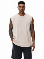 LIVORA Men's Washed Cotton Muscle Tank | Sleeveless Casual T-Shirt