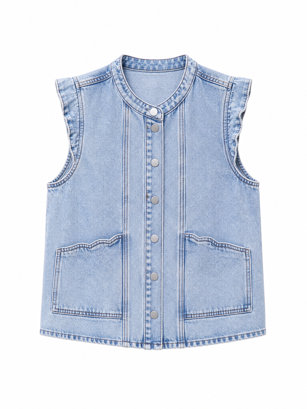 LIVORA Women's Denim Vest | Sleeveless Button-Down Western Style