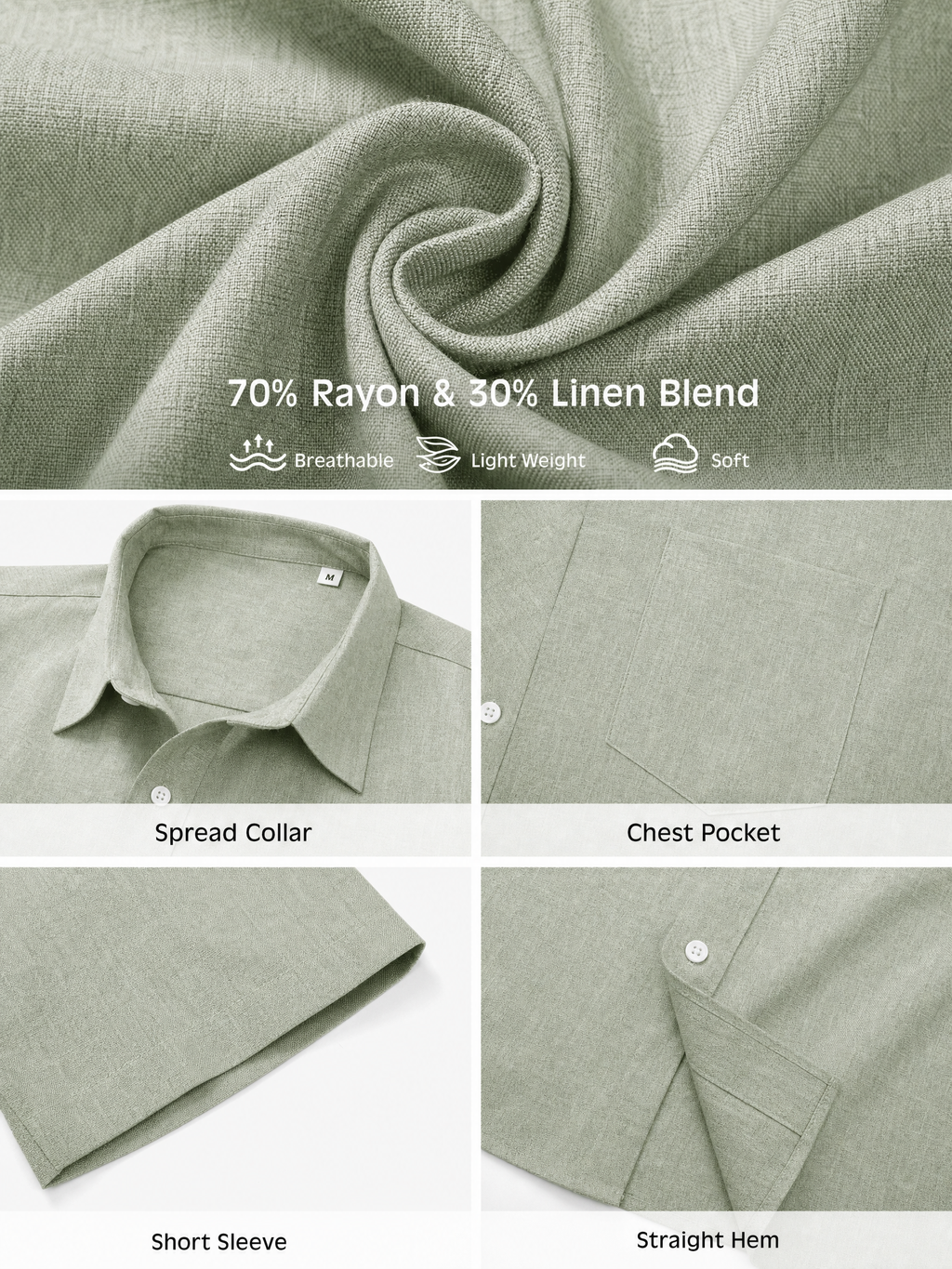 LIVORA Men's Linen Short Sleeve Button Down Shirt | Lightweight Summer Style
