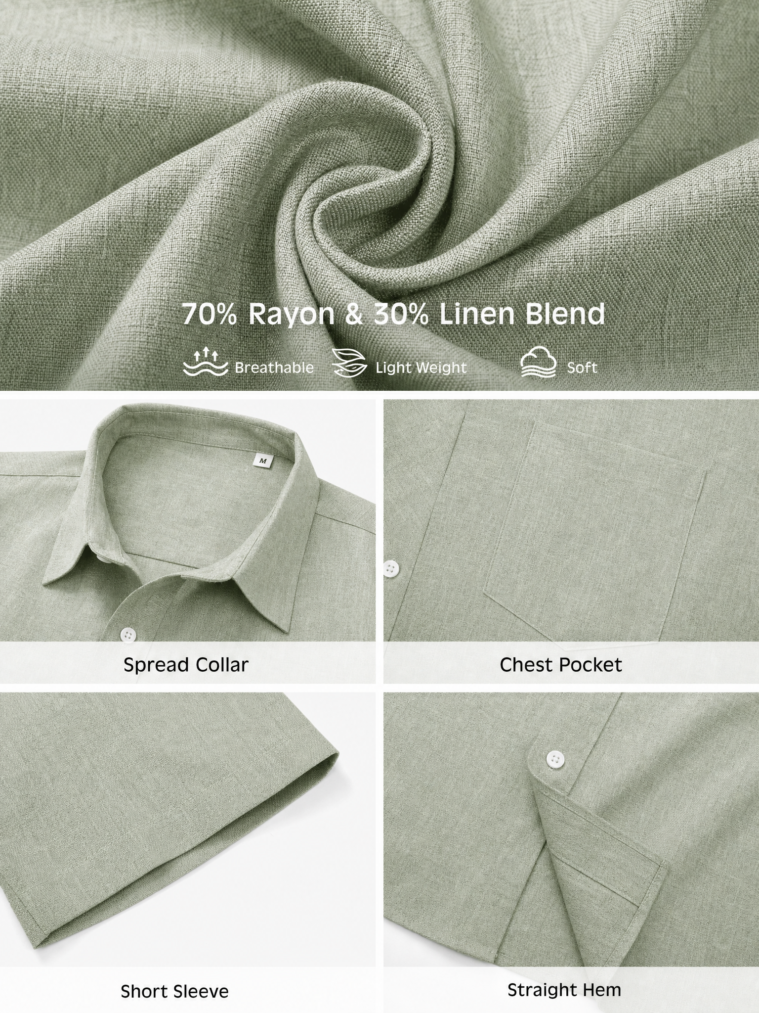 LIVORA Men's Linen Short Sleeve Button Down Shirt | Lightweight Summer Style