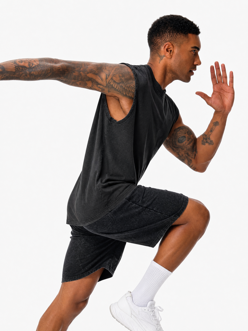 LIVORA Men's Washed Cotton Muscle Tank | Sleeveless Casual T-Shirt
