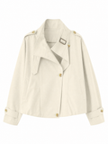 LIVORA Women's Vintage Cropped Jacket | Turtleneck Design with Pockets