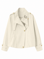 LIVORA Women's Vintage Cropped Jacket | Turtleneck Design with Pockets