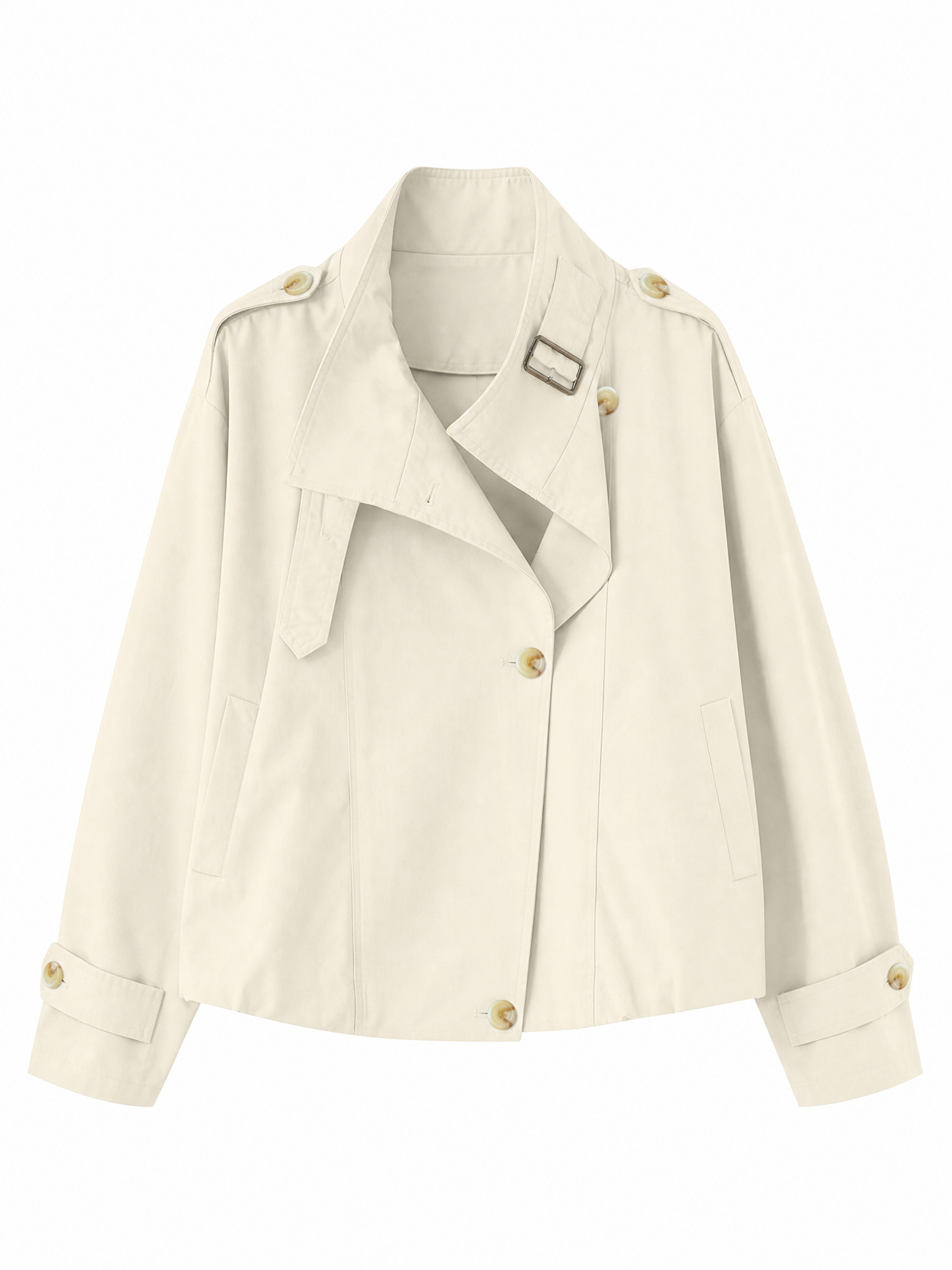 LIVORA Women's Vintage Cropped Jacket | Turtleneck Design with Pockets