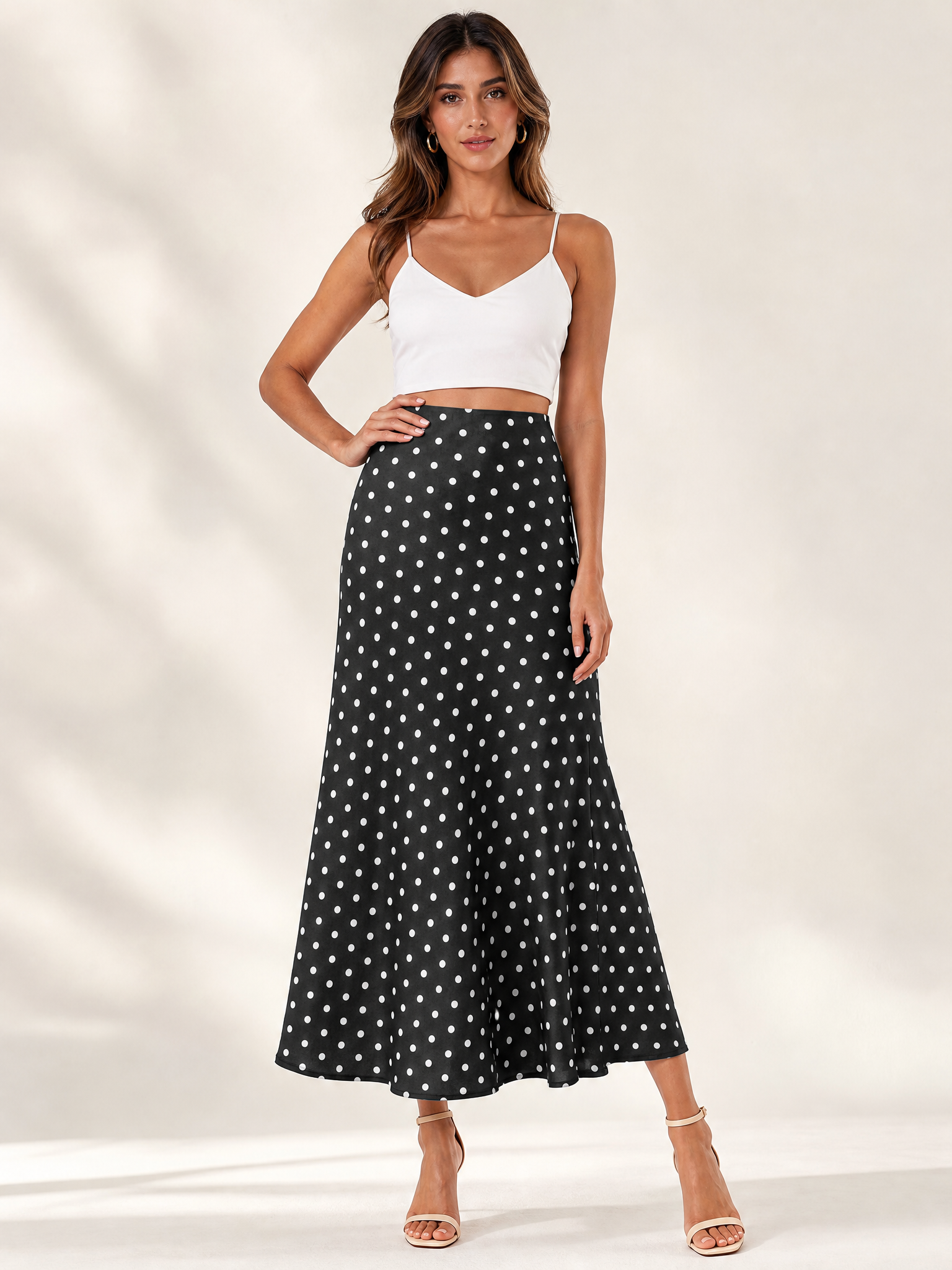 LIVORA Women's High Waisted A-Line Midi Skirt | Lightweight Summer Style