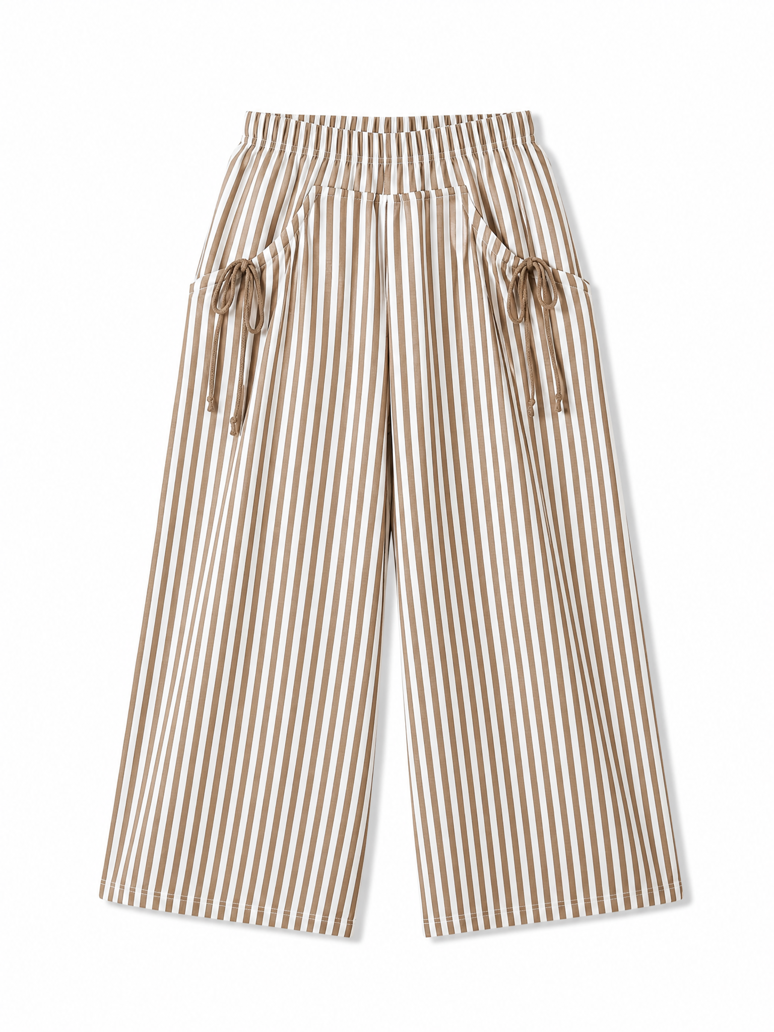 LIVORA Women's Striped Palazzo Pants | Elastic Waist Wide Leg Trousers