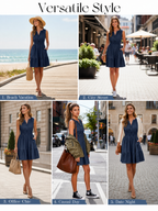 Women's Sleeveless Denim Mini Dress | Tiered Chambray Dress