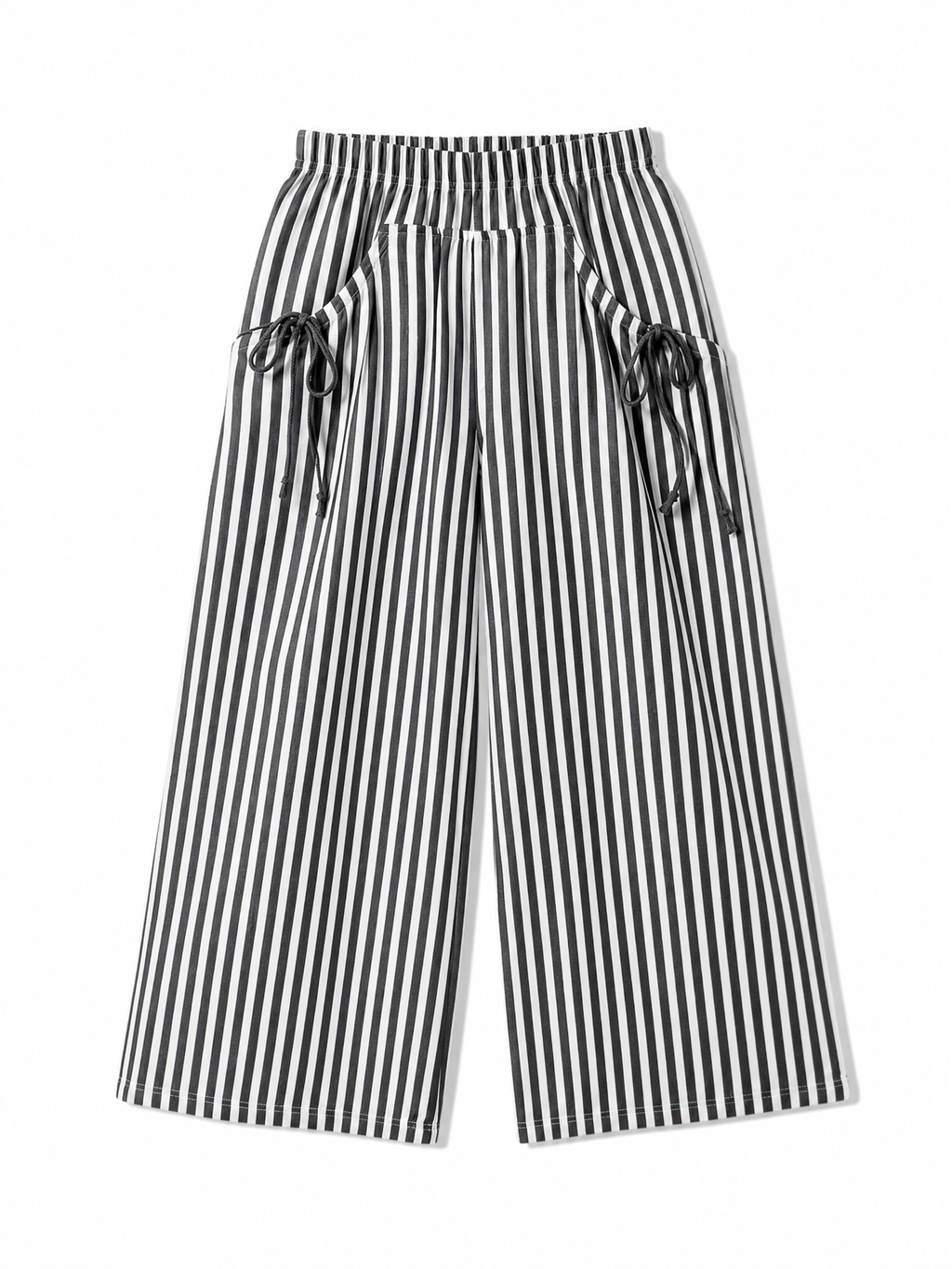 LIVORA Women's Striped Palazzo Pants | Elastic Waist Wide Leg Trousers