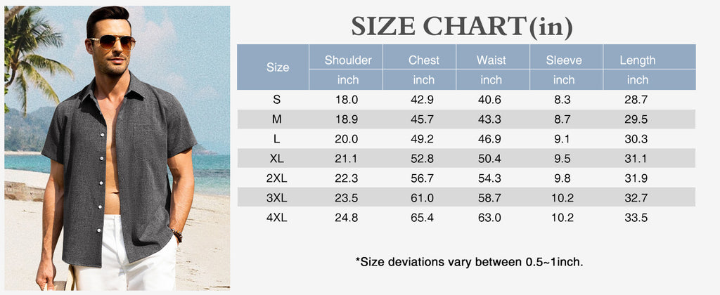 LIVORA Men's Linen Short Sleeve Button Down Shirt | Lightweight Summer Style