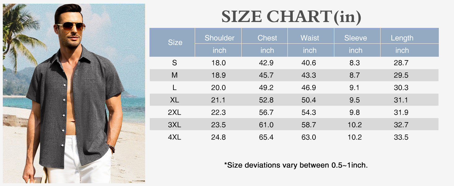 LIVORA Men's Linen Short Sleeve Button Down Shirt | Lightweight Summer Style